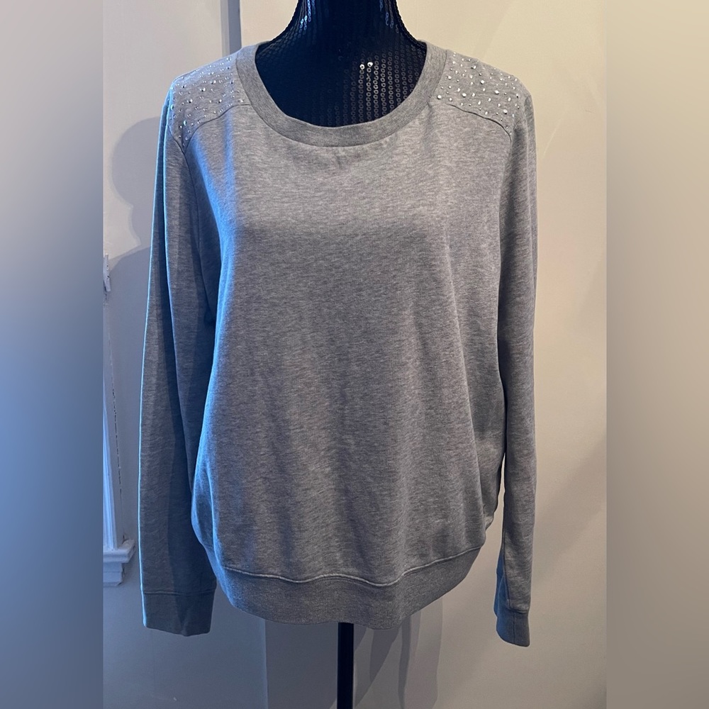 PINK V/S Grey Silver Studded Sweatshirt Size Large